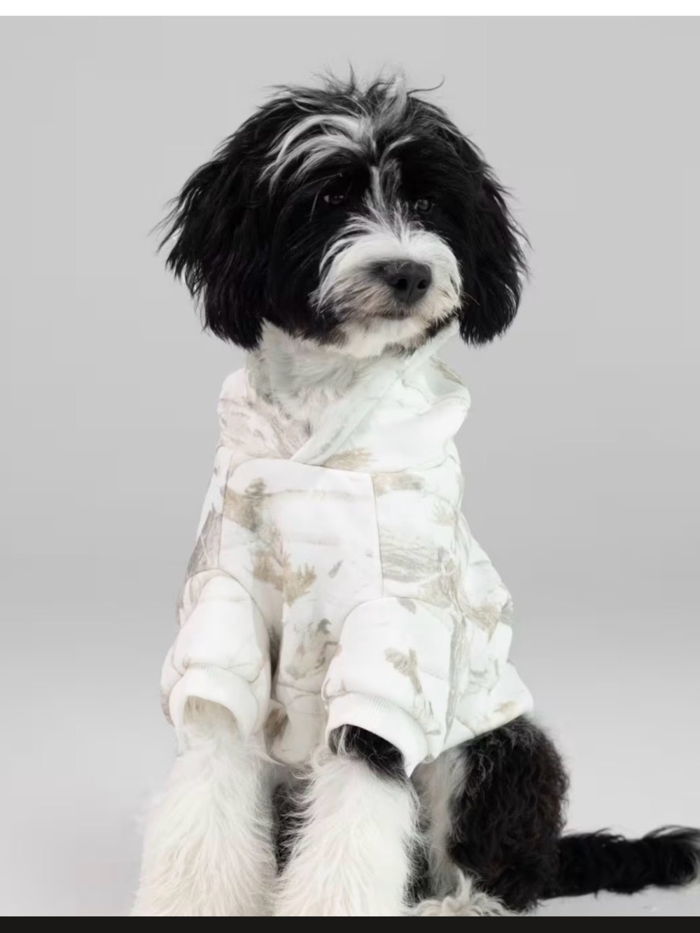 Comfrt White Marble Print Dog Hoodie